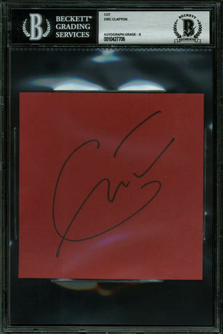 Eric Clapton Signed 5x5 Cut Signature Auto Graded Mint 9! BAS Slabbed #10427706