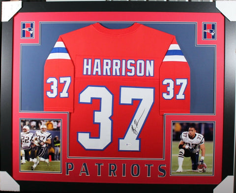 RODNEY HARRISON (Patriots red SKYLINE) Signed Autographed Framed Jersey JSA