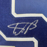 Framed Autographed/Signed Wander Franco 33x42 Tampa Bay Dark Blue Jersey JSA COA