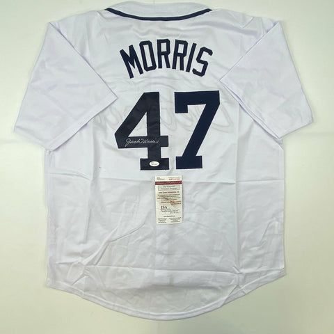 Autographed/Signed Jack Morris Detroit White Baseball Jersey JSA COA