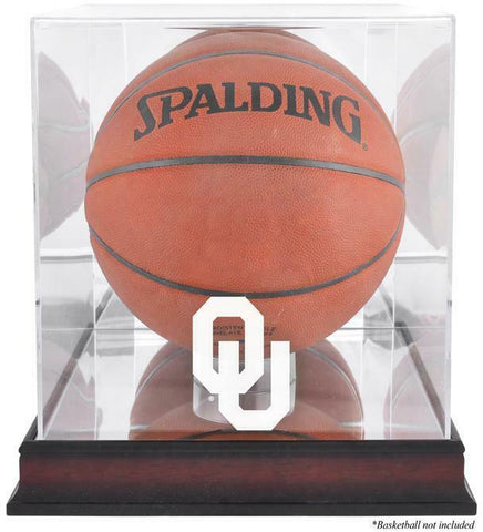 Oklahoma Sooners Mahogany Antique Finish Basketball Display Case w/Mirror Back