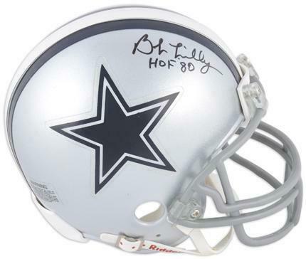 Bob Lilly Cowboys Signed Mini Helmet with HOF 80 Insc - Fanatics