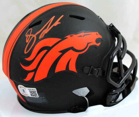Drew Lock Autographed Denver Broncos Eclipse Mini Helmet-Beckett W Holo *Orange