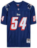 FRMD Tedy Bruschi Patriots Signed Mitchell&Ness Blue Legacy Rep Jersey