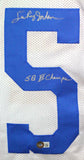 Lee Roy Jordan Autographed White Pro Style Jersey W/ SB VI Champs- Beckett W*Sil