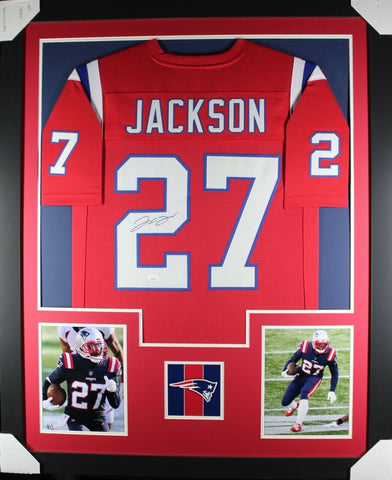 J.C. JC JACKSON (Patriots red TOWER) Signed Autographed Framed Jersey JSA