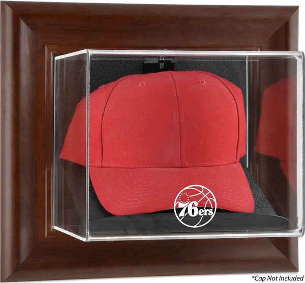 Philadelphia 76ers Brown Framed Wall-Mounted Team Logo Cap Display Case