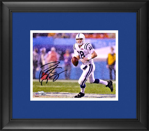 Peyton Manning Colts FRMD Signed 8x10 Super Bowl XLI Running in Rain Photograph