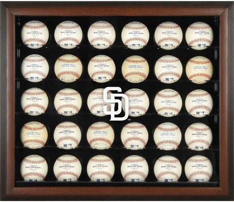 San Diego Padres Logo Brown Framed 30-Ball Display Case-Fanatics