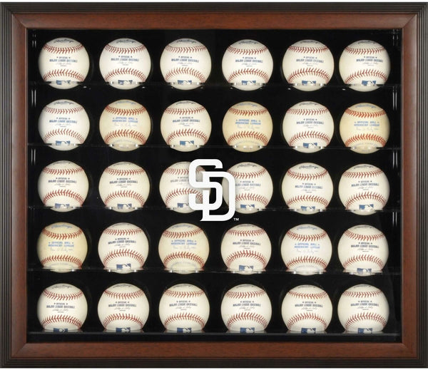 San Diego Padres Logo Brown Framed 30-Ball Display Case - Fanatics