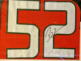Ray Lewis Signed Miami Hurricanes 35"x 43" Framed Jersey (Beckett COA) Ravens LB