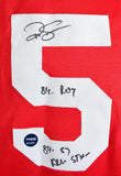 Ralph Sampson Autographed Red Pro Style Jersey w/ROY and All Star- Prova *Black
