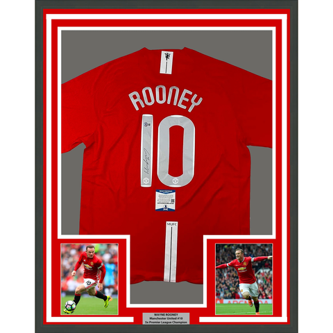 Framed Autographed/Signed Wayne Rooney 33x42 Manchester Red 2008 Jersey BAS COA