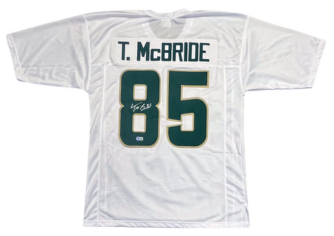 TREY McBRIDE SIGNED AUTOGRAPHED COLORADO STATE RAMS #85 WHITE JERSEY BECKETT