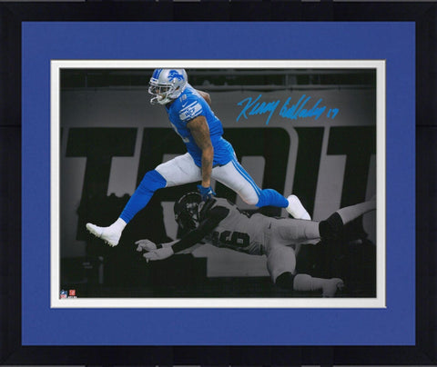 Framed Kenny Golladay Detroit Lions Signed 11x14 Hurdle Spotlight Photograph