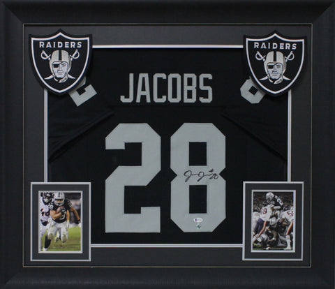Josh Jacobs Authentic Signed Black Pro Style Framed Jersey BAS Witnessed