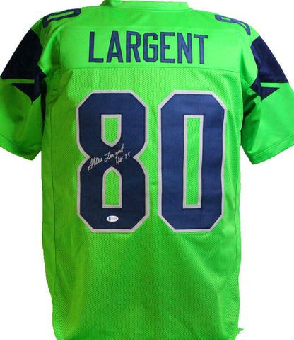Steve Largent Autographed Green Pro Style Jersey w/ HOF- Beckett Witnessed