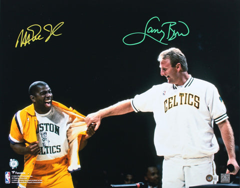 Magic Johnson & Larry Bird Authentic Signed 16x20 Retirement Photo BAS Witness 2