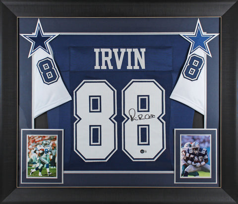 Michael Irvin Authentic Signed Navy Blue Pro Style Framed Jersey BAS Witnessed