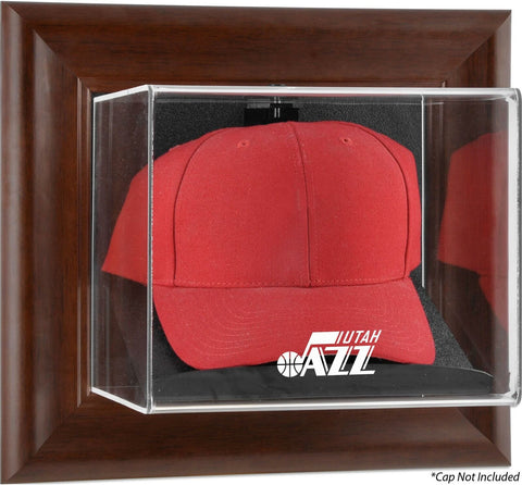 Utah Jazz Brown Framed Wall-Mounted Team Logo Cap Display Case