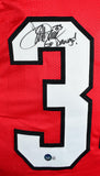 Terrell Davis Autographed Red College Style Jersey w/Go Dawgs- Beckett W Holo