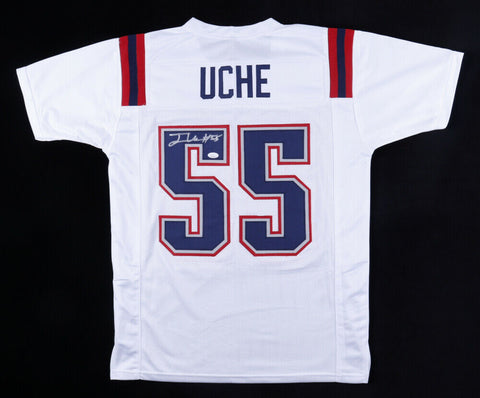 Josh Uche Signed Patriots Jersey (JSA COA) New England 2020 2nd Rnd Pck Michigan