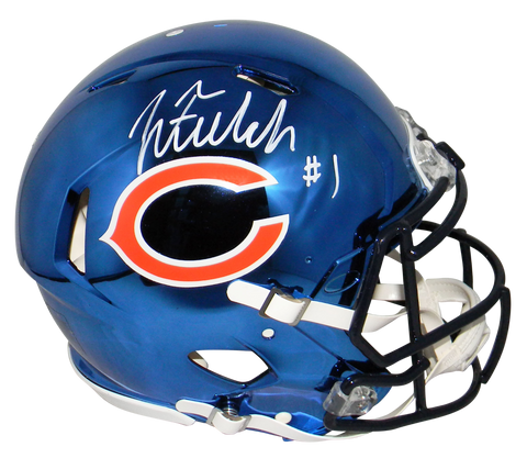 JUSTIN FIELDS AUTOGRAPHED CHICAGO BEARS CHROME SPEED AUTHENTIC HELMET BECKETT