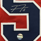 Framed Autographed/Signed Freddie Freeman 33x42 Atlanta Red Jersey Lojo COA