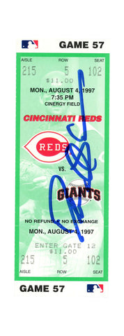 Deion Sanders Signed Cincinnati Reds 8/4/1997 vs Giants Ticket BAS 37223