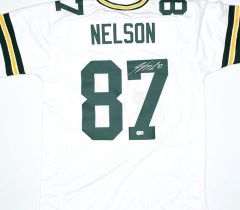 Jordy Nelson Autographed White Pro Style Jersey *7 - Beckett W Hologram *Silver