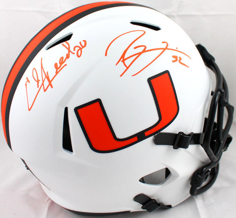 Ray Lewis Ed Reed Autographed Miami Hurricanes F/S Lunar Speed Helmet-Beckett W