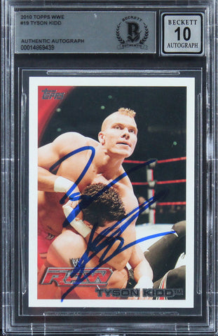 Tyson Kidd Authentic Signed 2010 Topps WWE #19 Card Auto Graded 10! BAS Slabbed