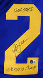 Marshall Faulk Autographed Blue/Yellow Pro Style Jersey w/2 Insc.-Beckett W Holo