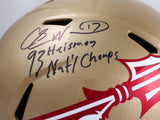 Charlie Ward signed FSU Seminoles F/S Speed Helmet W/Heisman Natl Champs-Prova