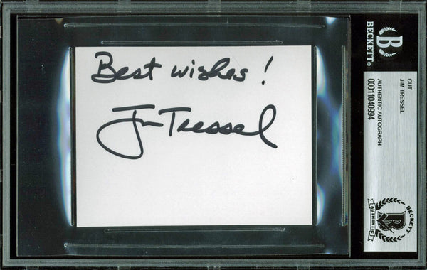 Ohio State Jim Tressel "Best Wishes" Signed 3x4 Cut Signature BAS Slabbed 1