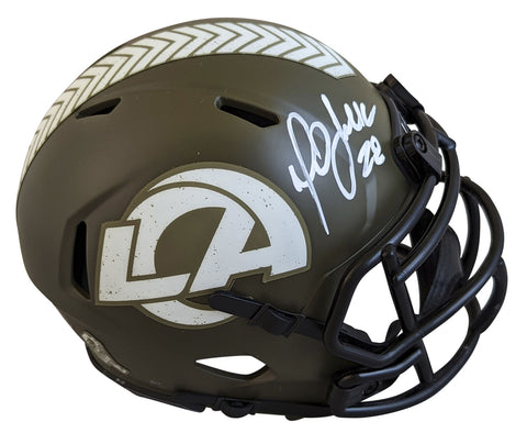 Rams Marshall Faulk Authentic Signed Salute To Service Speed Mini Helmet BAS Wit