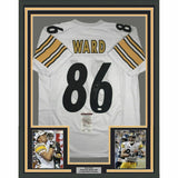 FRAMED Autographed/Signed HINES WARD 33x42 Pittsburgh White Jersey JSA COA Auto