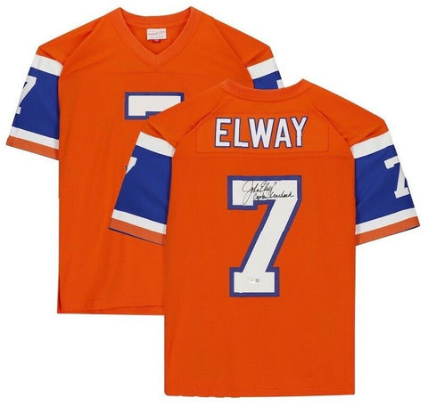 JOHN ELWAY Autographed "Captain Comeback" Broncos M&N Throwback Jersey FANATICS