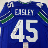 Autographed/Signed Kenny Easley HOF 17 Seattle Blue Football Jersey JSA COA