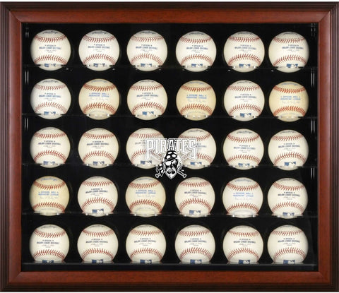Pittsburgh Pirates Logo Mahogany Framed 30-Ball Display Case - Fanatics