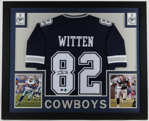 Jason Witten Signed Cowboy 35x43 Custom Framed Jersey Display (Beckett Hologram)