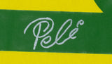 Pele Signed Framed Yellow Brazil Soccer Jersey BAS