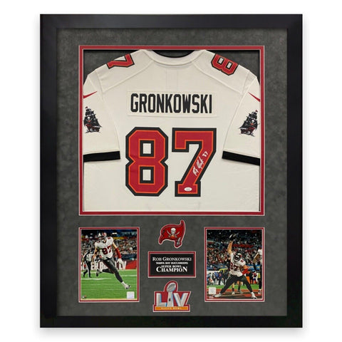 Rob Gronkowski Signed Autographed Buccaneers Jersey Framed To 32x40 JSA