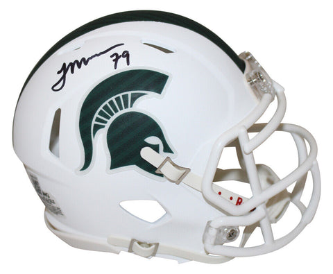 Tony Mandarich Signed Michigan State Spartans White Mini Helmet Beckett 35582