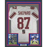 FRAMED Autographed/Signed STERLING SHEPARD 33x42 New York White Jersey JSA COA