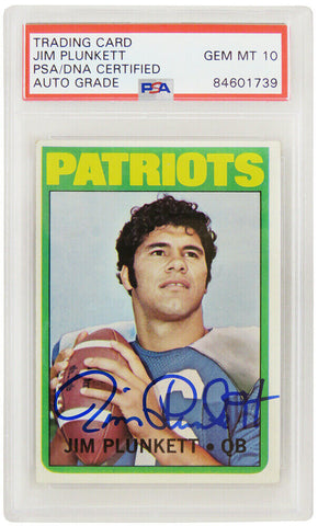Jim Plunkett Autographed Patriots 1972 Topps RC Card #65 - (PSA/ Auto 10)