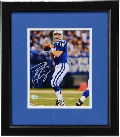 Peyton Manning Indianapolis Colts FRMD Signed 8x10 Blue Throwing Photograph