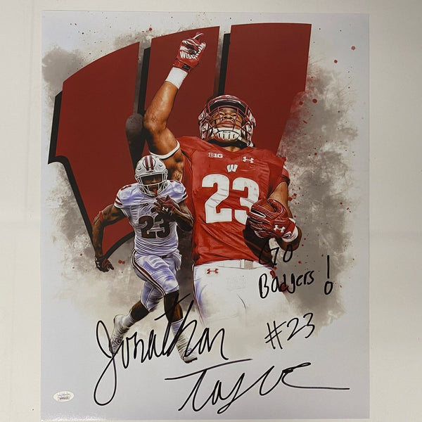 Autographed/Signed Jonathan Taylor Wisconsin Badgers 16x20 Photo JSA COA