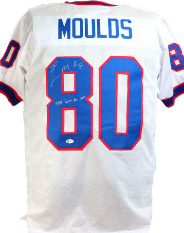 Eric Moulds Autographed White Pro Style Jersey W/ Insc- Beckett W *Silver