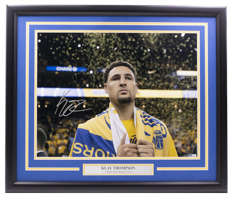 Klay Thompson Signed Framed 16x20 Golden State Warriors Photo BAS